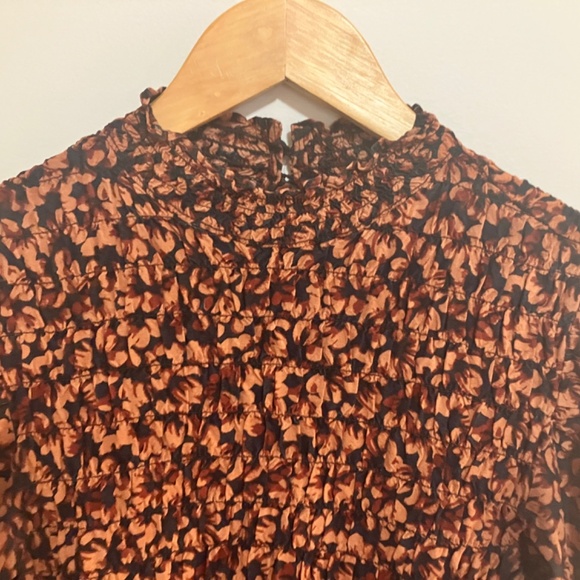 A New Day Smocked Bodies Brown and Black Floral Dress - Picture 7 of 8
